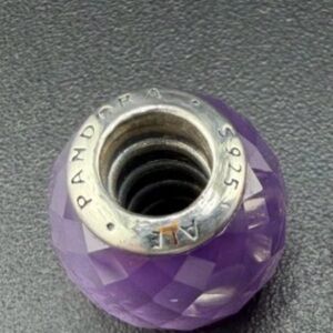 Pandora Purple Faceted Glass Bead Charm Authentic Retired